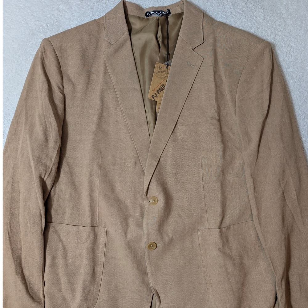 NEW PJ Paul Jones Blazer Mens 2XL Tan Linen Blend Two Button Lightweight Jacket